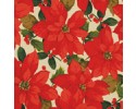Large Red Poinsettias on a Cream Background - Martha Negley